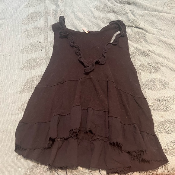 Free People Black Ruffle Tank Top - Picture 2 of 4
